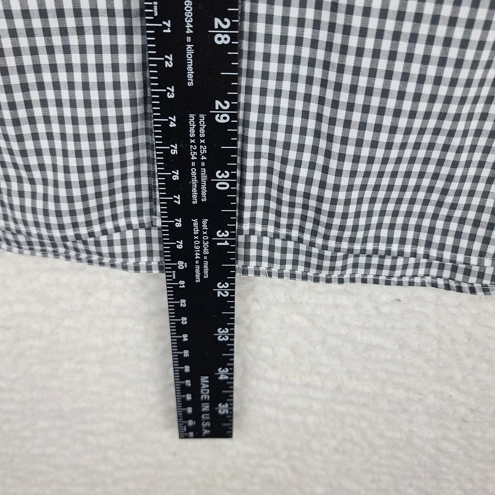 Banana Republic Shirt Mens Medium Black Gray Check Non Iron Slim Dress Button Up